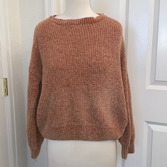 JUST BE YOU orange crew neck knit sweater in women’s size small - Picture 2 of 7